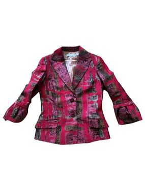 Carolina Herrera Pink and Black Abstract Pattern Blazer